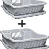 Curver Afdruiprek Met Met Lekbak Plateau - Kliksysteem - Afdruiprek Voor Afwas - Vaatwas Rek - Afdruiprek - 38x29x8,5 Cm - 2 Stuks