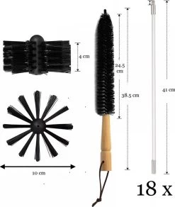 Schoorsteenveegset - 8 Meter - 2 Borstelkoppen - Professioneel - Schoorsteen Borstel - Veegkit - Haardset Voor Houtkachel - Flexibel - Schoorsteenveger - Pelletkachel Accessoires - Schoorsteen Reiniger - Geschikt Voor Boormachines -Huishoudelijke Schoonmaak 1016x1200