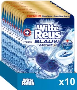 Witte Reus Blauw Actief Toiletblok - Hygiene - WC Blokjes Voordeelverpakking - 10 Stuks