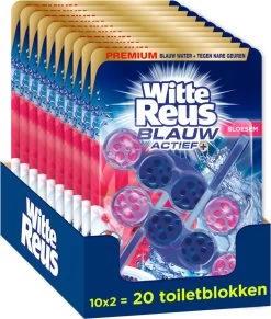 Witte Reus Blauw Actief Toiletblok - Bloesem - WC Blokjes Voordeelverpakking - 20 Stuks -Huishoudelijke Schoonmaak 1020x1200