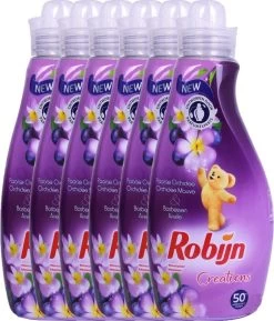 Robijn Creations Wasverzachter VOORDEELVERPAKKING 6X 1,25L. 300 Wasbeurten "Paarse Orchidee & Bosbessen" -Huishoudelijke Schoonmaak 1027x1200 1