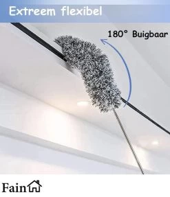 Fain® Plumeau Met Telescoopsteel – Grijs – 80 Tot 280 Cm - Uitschuifbaar – Wasbaar - Flexibel 360° Draaibaar – Duster - Microvezel Ragebol -Huishoudelijke Schoonmaak 1033x1200