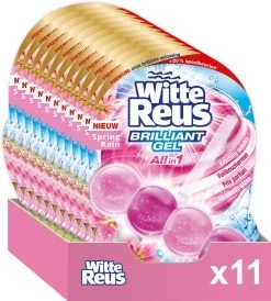 Witte Reus Brilliant Gel Allin1 Toiletblok - Spring Rain - WC Blokjes Voordeelverpakking - 11 Stuks