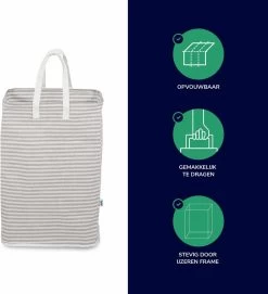 Wonair - Wasmand - Opberger - Organizer - Wastas - Opvouwbaar - Met Hengsel - Grijs - 72L -Huishoudelijke Schoonmaak 1095x1200 5