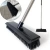 Schrobbezem Zwart Luiwagen Met Steel 120cm - Tuinbezem Straatbezem - Schoonmaak Schrobber Kunststof Harde Bezem - Schrobborstel En Schuurborstel