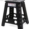 Merkloos Verdikt Kunststof Klapkruk-draagbaar-opvouwbare Kruk-Met Antislip Oppervlak Zwart 29x22cmx45cm