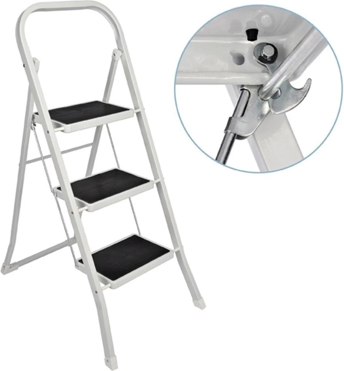 Basic Huishoudtrap 3 Treden - Anti-slip - Max. 150 KG - Anti-Slip Poten 1 Basic Huishoudtrap 3 Treden - Anti-slip - Max. 150 KG - Anti-Slip Poten