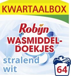 Robijn Classics Stralend Wit Wasmiddeldoekjes - 4 X 16 Wasstrips - Voordeelverpakking -Huishoudelijke Schoonmaak 1117x1200