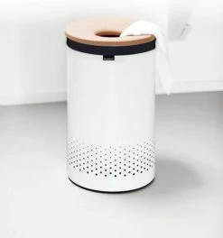 Brabantia Wasmand Met Deksel - 60 L - White / Kurken Deksel -Huishoudelijke Schoonmaak 1121x1200
