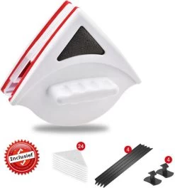 Merkloos Magnetische Raamwisser - Ruitenreiniger - Inclusief 24 Sponsjes + 4 Wissers + 4 Buttons -Huishoudelijke Schoonmaak 1124x1200 1