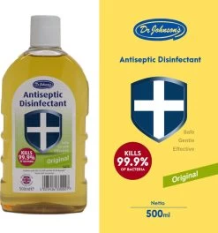 Dr Johnsons Ontsmettingsmiddel - 6 X 500ml Voordeelverpakking - Dettol Antiseptic Alternatief -Huishoudelijke Schoonmaak 1124x1200