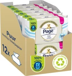 Page Puur Vochtig Toiletpapier - Extra Duurzaam Vochtig Wc Papier - 12 X 38 Stuks - Voordeelverpakking -Huishoudelijke Schoonmaak 1140x1200 1