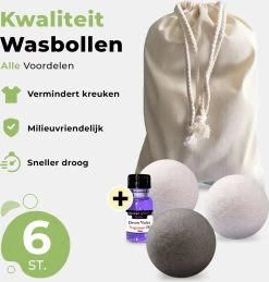 Drogerballen Met Wasparfum - Droogballen - Set Van 6 XL Ballen - Wasdroger Ballen Wol - 100% Nieuw-Zeelands Schapenwol - Wasballen -Huishoudelijke Schoonmaak 1143x1200