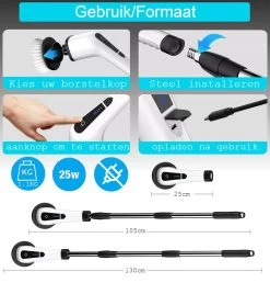 Merkloos Scrubclean Elektrische Schoonmaakborstel-7 In 1 Schrobber Met Steel-2 Standen Poetsmachine-max 130cm-badkamer/keuken/auto +gratis Houder -Huishoudelijke Schoonmaak 1150x1200 1