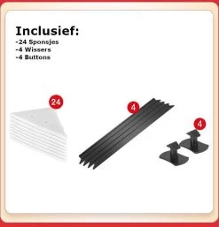 Merkloos Magnetische Raamwisser - Ruitenreiniger - Inclusief 24 Sponsjes + 4 Wissers + 4 Buttons -Huishoudelijke Schoonmaak 1153x1200 3