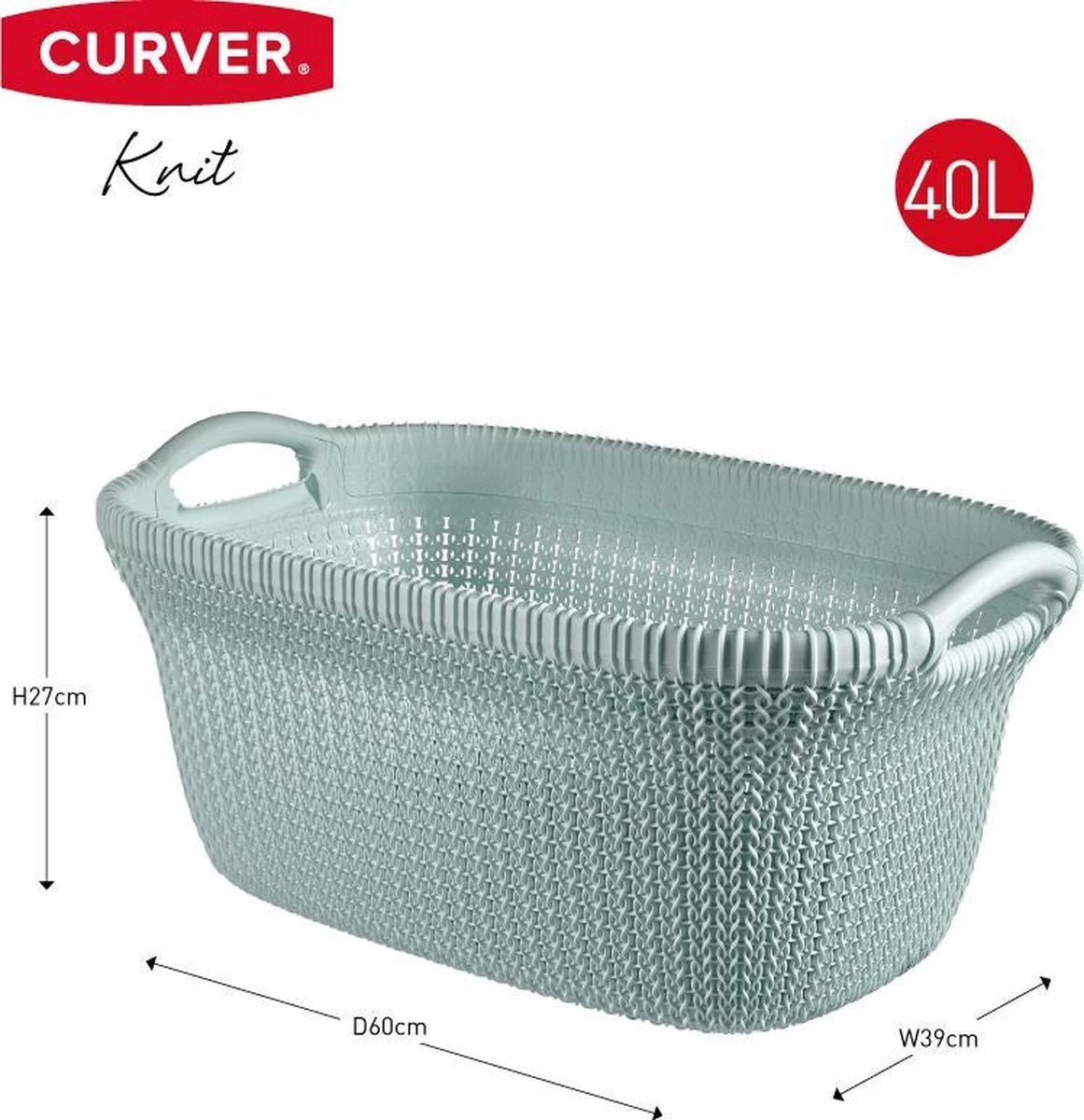 Curver Knit Wasmand - 40 L - Misty Blue 2 Curver Knit Wasmand - 40 L - Misty Blue - Afbeelding 2