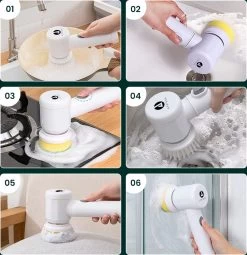 Apeiron Elektrische Schoonmaakborstel - Poetsmachine - Poliermachine - Schrobborstel - Handborstel - Werkborstel - Schrobber - Boorborstel - Wasborstel - Schoonmaakmiddelen - Reinigingsborstel - 3 Opzetstukken -Huishoudelijke Schoonmaak 1164x1200