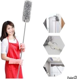 Fain® Plumeau Met Telescoopsteel – Grijs – 80 Tot 240 Cm - Uitschuifbaar – Wasbaar - Flexibel 360° Draaibaar – Duster - Microvezel Ragebol -Huishoudelijke Schoonmaak 1171x1200 3