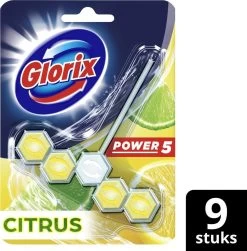 Glorix Power 5 Toiletblokken - Citroen - 9 Stuks - Voordeelverpakking -Huishoudelijke Schoonmaak 1180x1200 3
