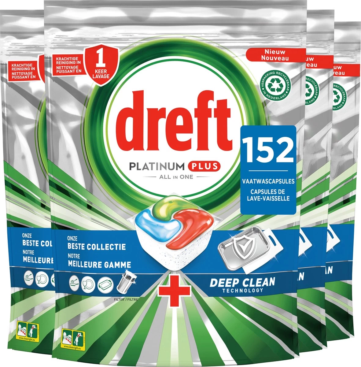 Dreft Platinum Plus All In One Vaatwastabletten - Deep Clean - Voordeelverpakking 4 X 38 Stuks 1 Dreft Platinum Plus All In One Vaatwastabletten - Deep Clean - Voordeelverpakking 4 X 38 Stuks