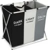 Moderne Wasmand Met 3 Vakken - Aluminium Wassorteerder - Opvouwbaar - 118L - Laundry Basket