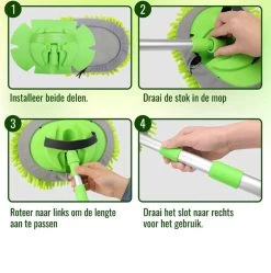 Merkloos Professionele Telescopische Wasborstel + Tonova Pen - Auto Schoonmaakborstel - Anti Slip - Auto, Caravan & Camper - Uitschuifbaar - Groen -Huishoudelijke Schoonmaak 1190x1200 4