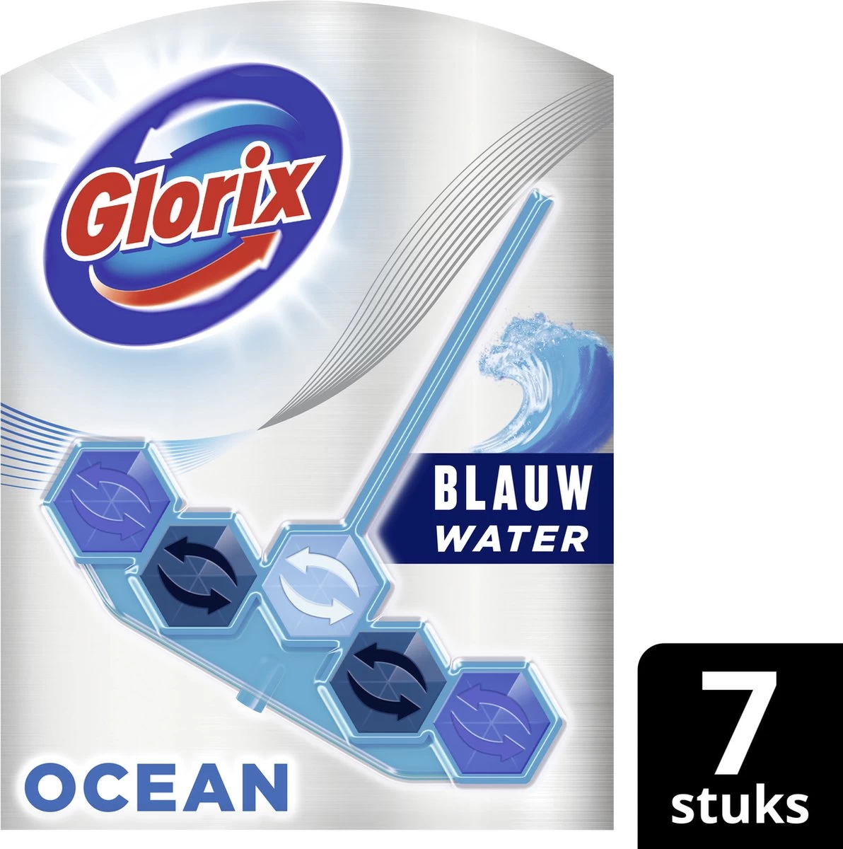 Glorix Power 5+ Ocean Toiletblokken - 7 Stuks - Voordeelverpakking 1 Glorix Power 5+ Ocean Toiletblokken - 7 Stuks - Voordeelverpakking