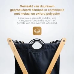 JASC Wasmand 3 Vakken - Wassorteerder - Wasmanden - Zwart - Bamboe - 128 Liter -Huishoudelijke Schoonmaak 1195x1200 3