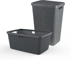 Curver Jute Wasmand Met Deksel 58L + Wasmand 46L - Donkergrijs -Huishoudelijke Schoonmaak 1200x1009 1