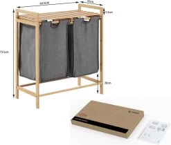 ACAZA Wasmand - Wassorteerder Met 2 Uitschuifbare Waszakken - Stof / Bamboe - Grijs 11 ACAZA Wasmand - Wassorteerder Met 2 Uitschuifbare Waszakken - Stof / Bamboe - Grijs -Huishoudelijke Schoonmaak 1200x1021