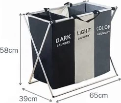 Moderne Wasmand Met 3 Vakken - Aluminium Wassorteerder - Opvouwbaar - 118L - Laundry Basket 7 Moderne Wasmand Met 3 Vakken - Aluminium Wassorteerder - Opvouwbaar - 118L - Laundry Basket -Huishoudelijke Schoonmaak 1200x1027