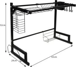 Afdruiprek Droger Zwart Voor Bestek Boven De Gootsteen 65 Cm X 29 Cm X 52 Cm -Huishoudelijke Schoonmaak 1200x1052