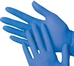 Wegwerp Handschoenen - MAAT S - Nitril - Extra Sterk - Poedervrij - Latex Vrij - Blauw - 100 STUKS + GRATIS Zeepje Model Voet (roze)