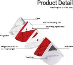 Merkloos Magnetische Raamwisser - Ruitenreiniger - Inclusief 24 Sponsjes + 4 Wissers + 4 Buttons -Huishoudelijke Schoonmaak 1200x1069