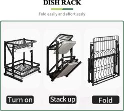 TammaT - Afdruiprek Met Lekbak 2 Laags – Inklapbaar - Afwasrek – Met 2 Lekbakken – Extra Accessories Voor Servies En Snijplanken - RVS - 38x35x26,5cm 21 TammaT - Afdruiprek Met Lekbak 2 Laags – Inklapbaar - Afwasrek – Met 2 Lekbakken – Extra Accessories Voor Servies En Snijplanken - RVS - 38x35x26,5cm -Huishoudelijke Schoonmaak 1200x1076