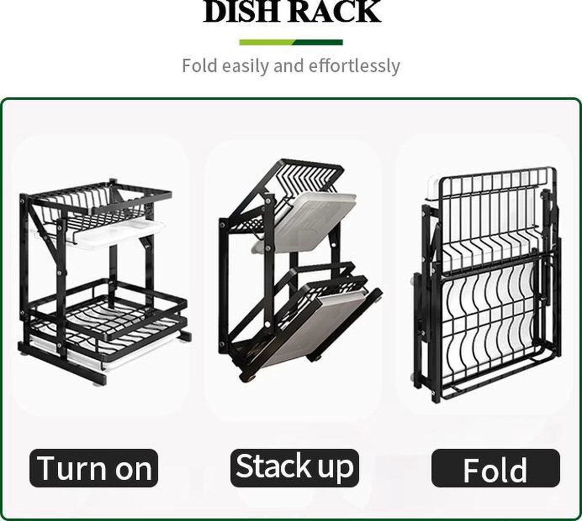 TammaT - Afdruiprek Met Lekbak 2 Laags – Inklapbaar - Afwasrek – Met 2 Lekbakken – Extra Accessories Voor Servies En Snijplanken - RVS - 38x35x26,5cm 10 TammaT - Afdruiprek Met Lekbak 2 Laags – Inklapbaar - Afwasrek – Met 2 Lekbakken – Extra Accessories Voor Servies En Snijplanken - RVS - 38x35x26,5cm - Afbeelding 10