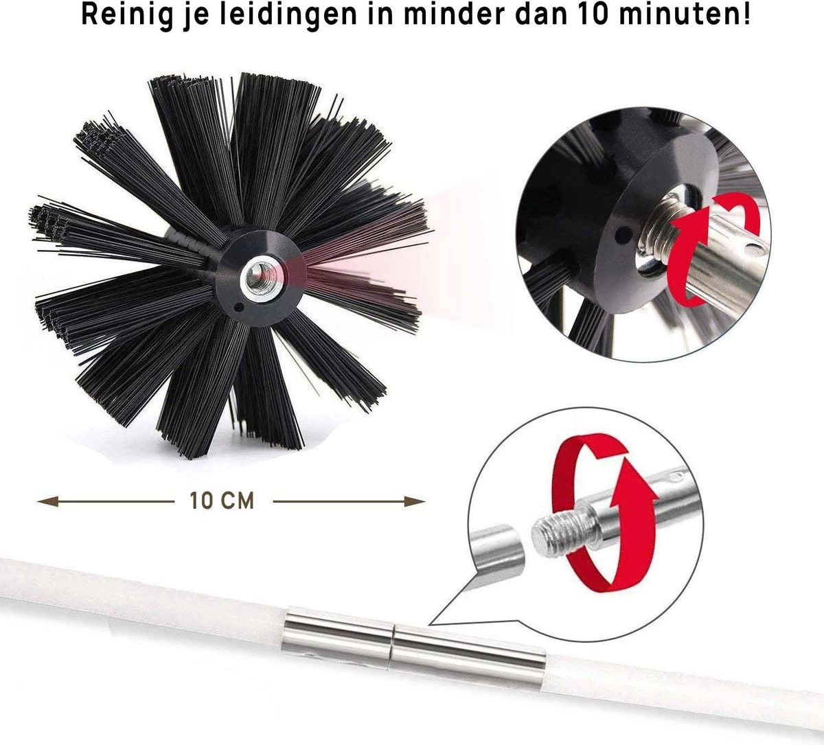 Kibani Schoorsteenborstel 9 Meter - Schoorsteenreiniger - Schoorsteenveger - Schoorsteenveegset - Schoorsteen Borstel - Veegkit - Borstelset Voor Boormachine - Boormachine 7 Kibani Schoorsteenborstel 9 Meter - Schoorsteenreiniger - Schoorsteenveger - Schoorsteenveegset - Schoorsteen Borstel - Veegkit - Borstelset Voor Boormachine - Boormachine - Afbeelding 7