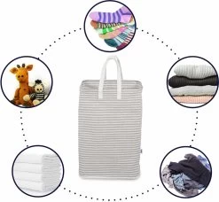 Wonair - Wasmand - Opberger - Organizer - Wastas - Opvouwbaar - Met Hengsel - Grijs - 72L -Huishoudelijke Schoonmaak 1200x1109 1