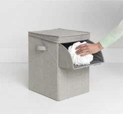 Brabantia Wasmand Met Deksel - Stapelbaar - 35 L - Grey -Huishoudelijke Schoonmaak 1200x1118