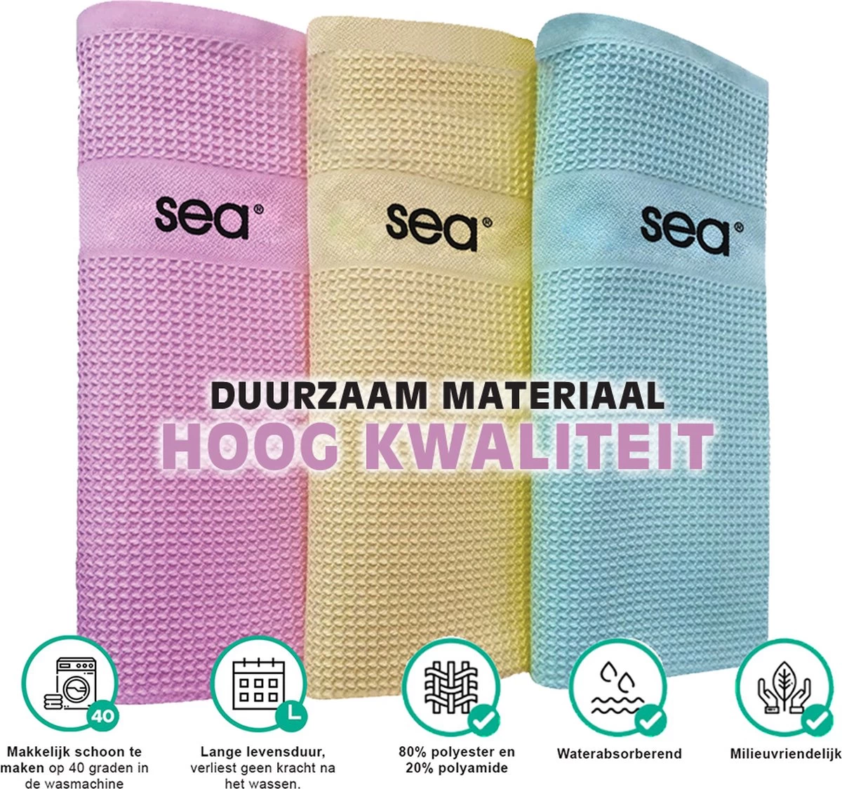 SEA Microvezeldoekjes | 2 SETS | Schoonmaakdoeken | Duurzaam | Microvezel Doek Auto | Reinigingsdoekjes | Microvezeldoeken | Schoonmaakdoekjes | Raamdoeken | 60x40cm | 2x3 Stuks 5 SEA Microvezeldoekjes | 2 SETS | Schoonmaakdoeken | Duurzaam | Microvezel Doek Auto | Reinigingsdoekjes | Microvezeldoeken | Schoonmaakdoekjes | Raamdoeken | 60x40cm | 2x3 Stuks - Afbeelding 5