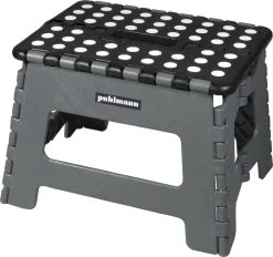 PUHLMANN - Inklapbare Kruk, JAMES, Plastic, Grijs, 22 Cm Hoog, Max 100 Kilo