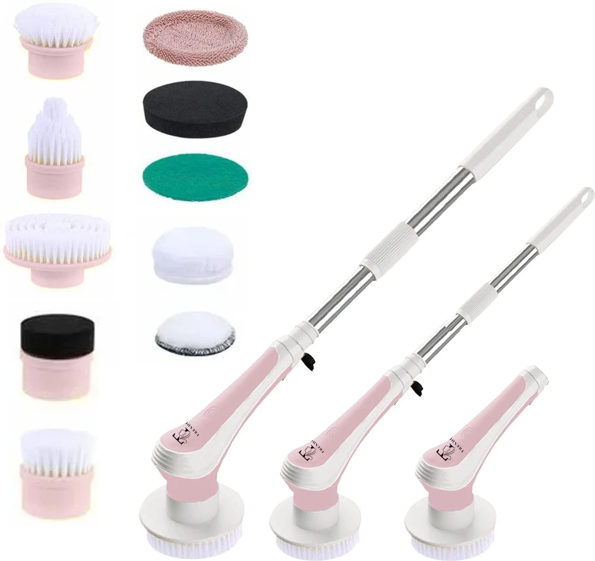 Trendosa Elektrische Schoonmaakborstel - Elektrische Schrobborstel - Poetsmachine - Handborstel - Scrubber- De Badkamer/Keuken/Auto- Roze 1 Trendosa Elektrische Schoonmaakborstel - Elektrische Schrobborstel - Poetsmachine - Handborstel - Scrubber- De Badkamer/Keuken/Auto- Roze