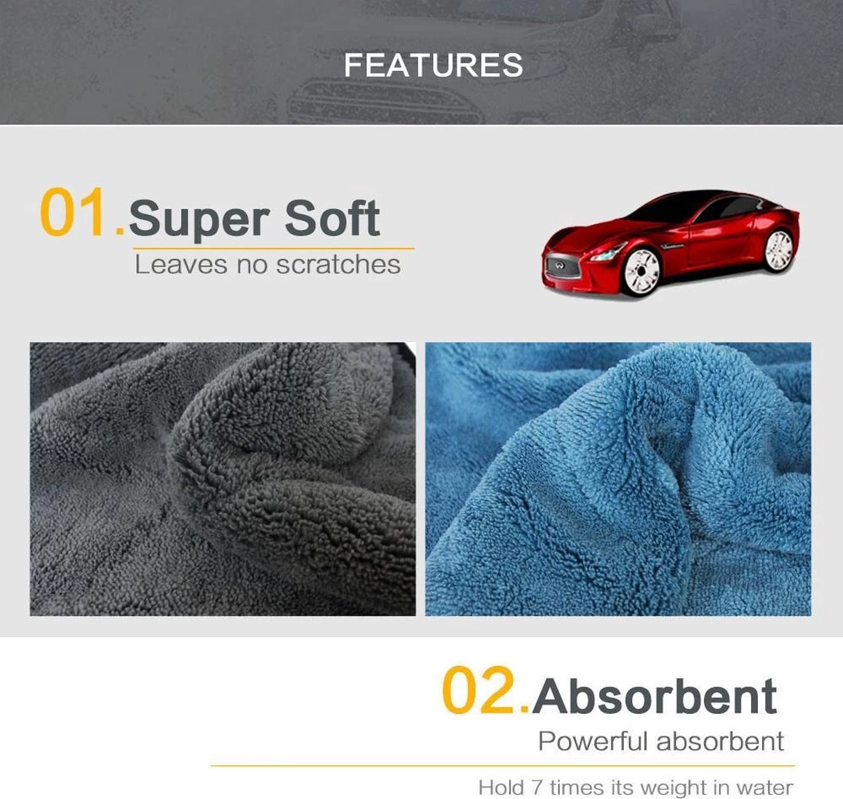 Droogdoek Auto - Watermagneet - Microvezel - Doek - 45 X 38 Cm - Blauw - Super Zacht! 7 Droogdoek Auto - Watermagneet - Microvezel - Doek - 45 X 38 Cm - Blauw - Super Zacht! - Afbeelding 7