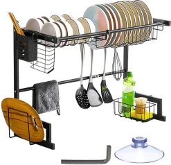 Afdruiprek Droger Zwart Voor Bestek Boven De Gootsteen 65 Cm X 29 Cm X 52 Cm -Huishoudelijke Schoonmaak 1200x1154 1