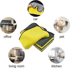 Merkloos Microvezel Droogdoek-Auto Droogdoek-Auto Droogdoek Microvezeldoek-auto Poetsen-poetsdoek- Reinigingsdoekjes- Duurzaam – 30x30 Cm - Geel/grijs -Huishoudelijke Schoonmaak 1200x1154 5