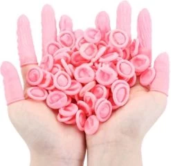 25 X Latex Vingerbeschermer Roze - Vinger Condoom - Horeca - Electronica - Schoonheidsspecialist - Pedicure