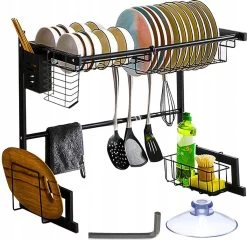 Afdruiprek Droger Zwart Voor Bestek Boven De Gootsteen 65 Cm X 29 Cm X 52 Cm -Huishoudelijke Schoonmaak 1200x1167