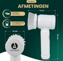 Apeiron Elektrische Schoonmaakborstel - Poetsmachine - Poliermachine - Schrobborstel - Handborstel - Werkborstel - Schrobber - Boorborstel - Wasborstel - Schoonmaakmiddelen - Reinigingsborstel - 3 Opzetstukken -Huishoudelijke Schoonmaak 1200x1170 3