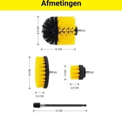 Merkloos 4-delige Borstelset Voor Boormachine - Inclusief Verlengstuk - Opzetborstels - Schrobborstel - Schuurborstel - Schoonmaakborstel - Tapijtreiniger - Brush - Geel - Gratis Verzending -Huishoudelijke Schoonmaak 1200x1170 4