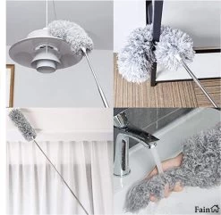 Fain® Plumeau Met Telescoopsteel – Grijs – 80 Tot 280 Cm - Uitschuifbaar – Wasbaar - Flexibel 360° Draaibaar – Duster - Microvezel Ragebol -Huishoudelijke Schoonmaak 1200x1170 5